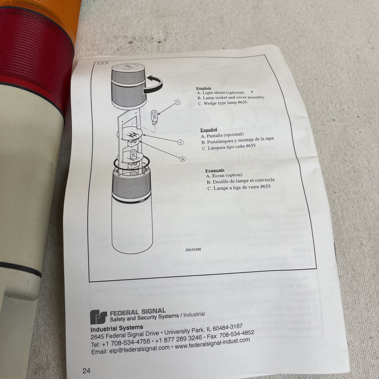 Federal /MicroStat MSL3 Status Indicator Light, 120VAC – Type 4X Indoor Use Only