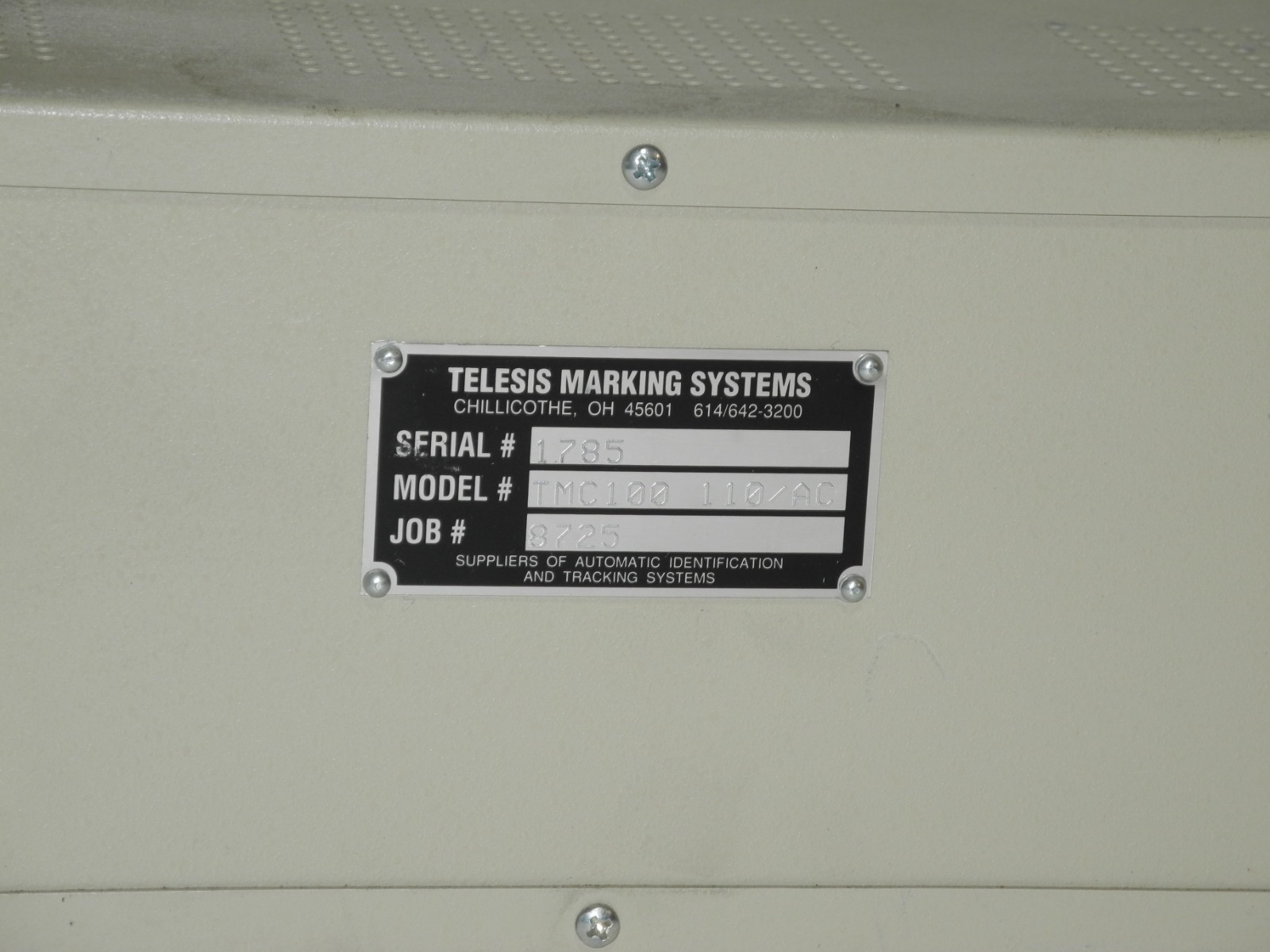 Telesis TMC100 Pinstamp Marking Pin Systems Controller 110 AC Benchtop Unit USA