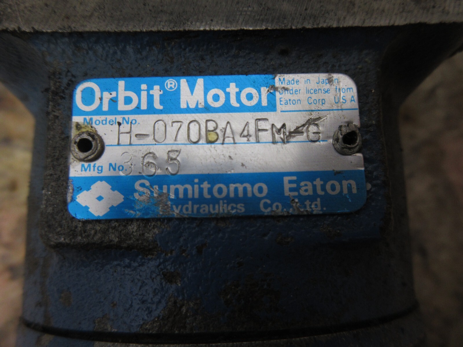 SUMITOMO EATON ORBIT MOTOR H-070BA4FM-G 3.65 H-070BA2FM-G MFG 427 EACH 1