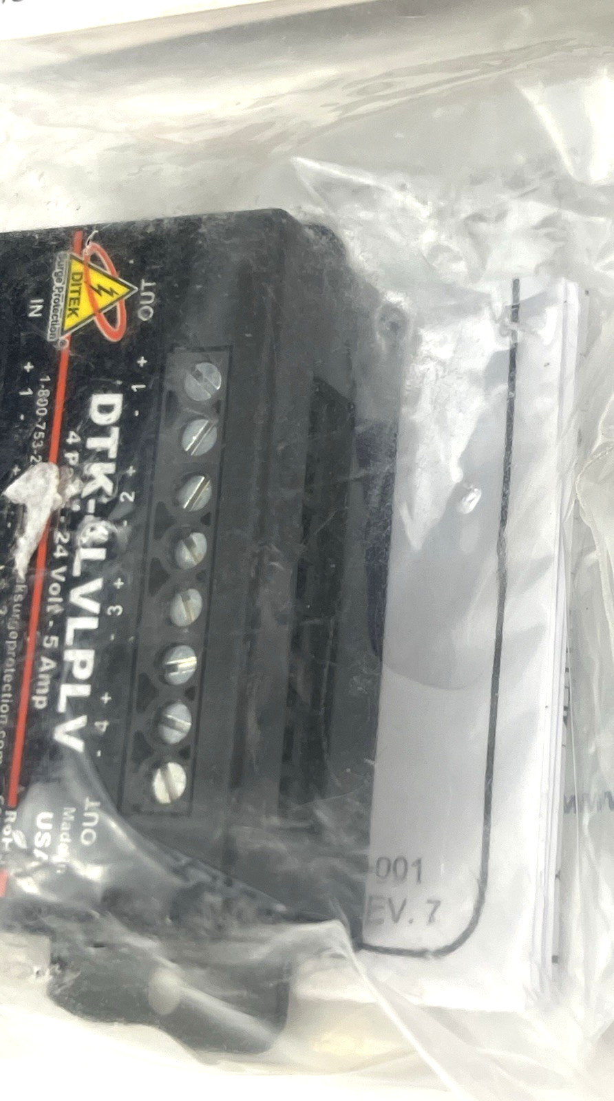 New Ditek DTK-4LVLPLV Surge Protector 4 Pair 30V 12-30 AWG Terminal Strip