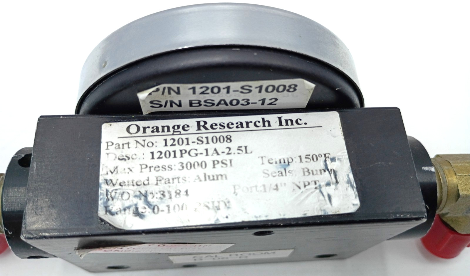 Orange Research Differential Pressure Gauge 0/100 PSI 1201-S1008 1201P-1A-2.5L