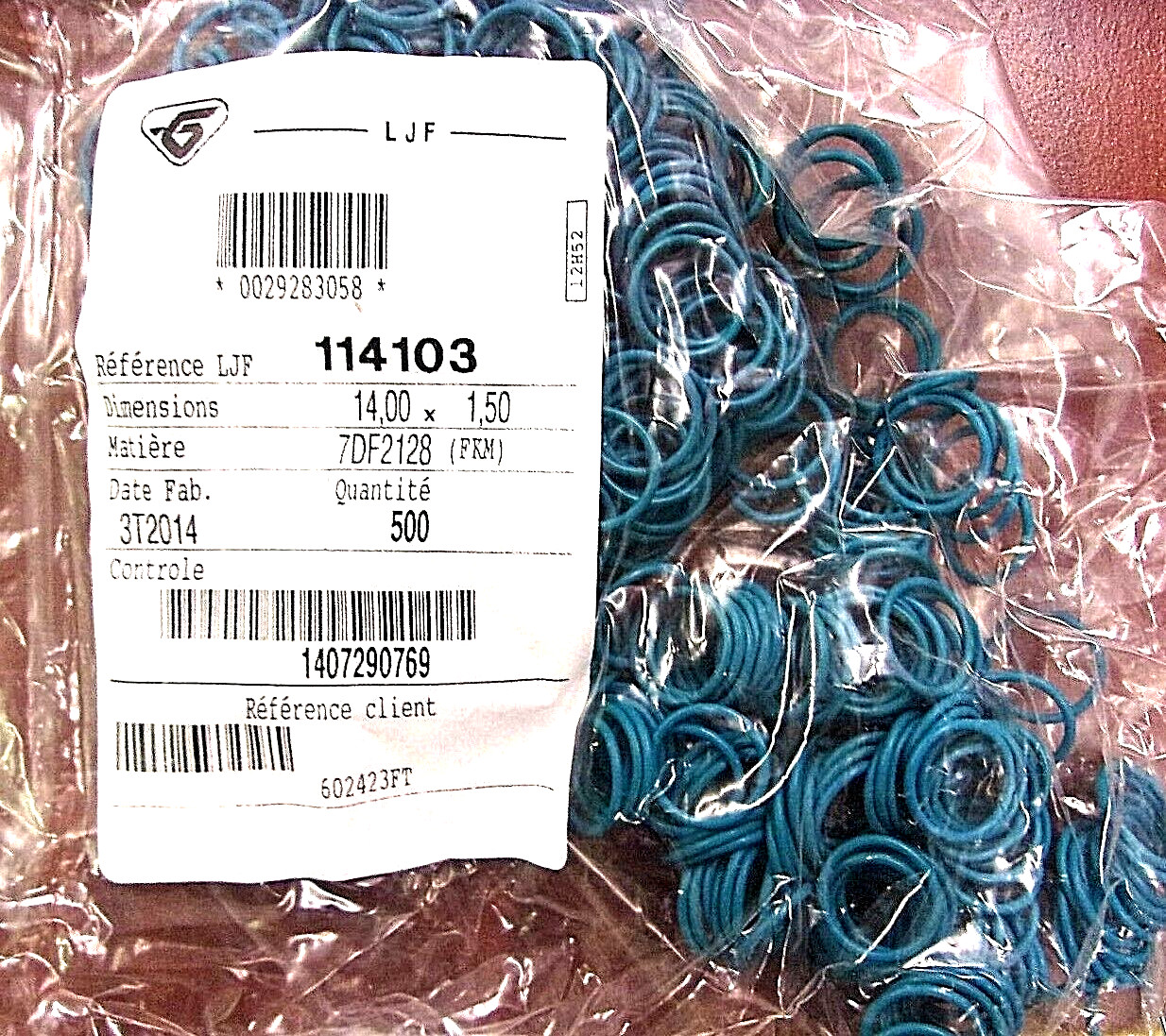 LJF114103 O-Ring 7DF2128 (FKM) 14.00mm x 1.5mm (Bag of 500)