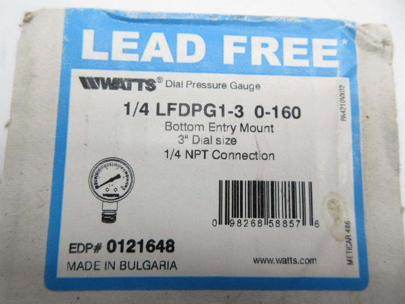 WATTS LFDPG1-3 0121648 0-160PSI 1/4″ NSFS