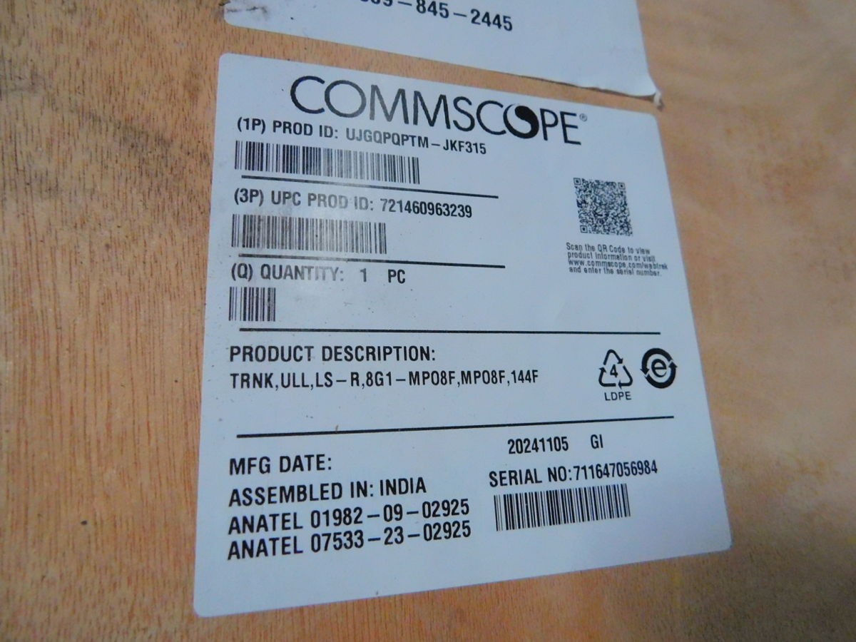 COMMSCOPE UJGQPQPTM-JFK315 FIBER TRUNK CABLE ASSEMBLY 144-FIBER SINGLE MODE 315F