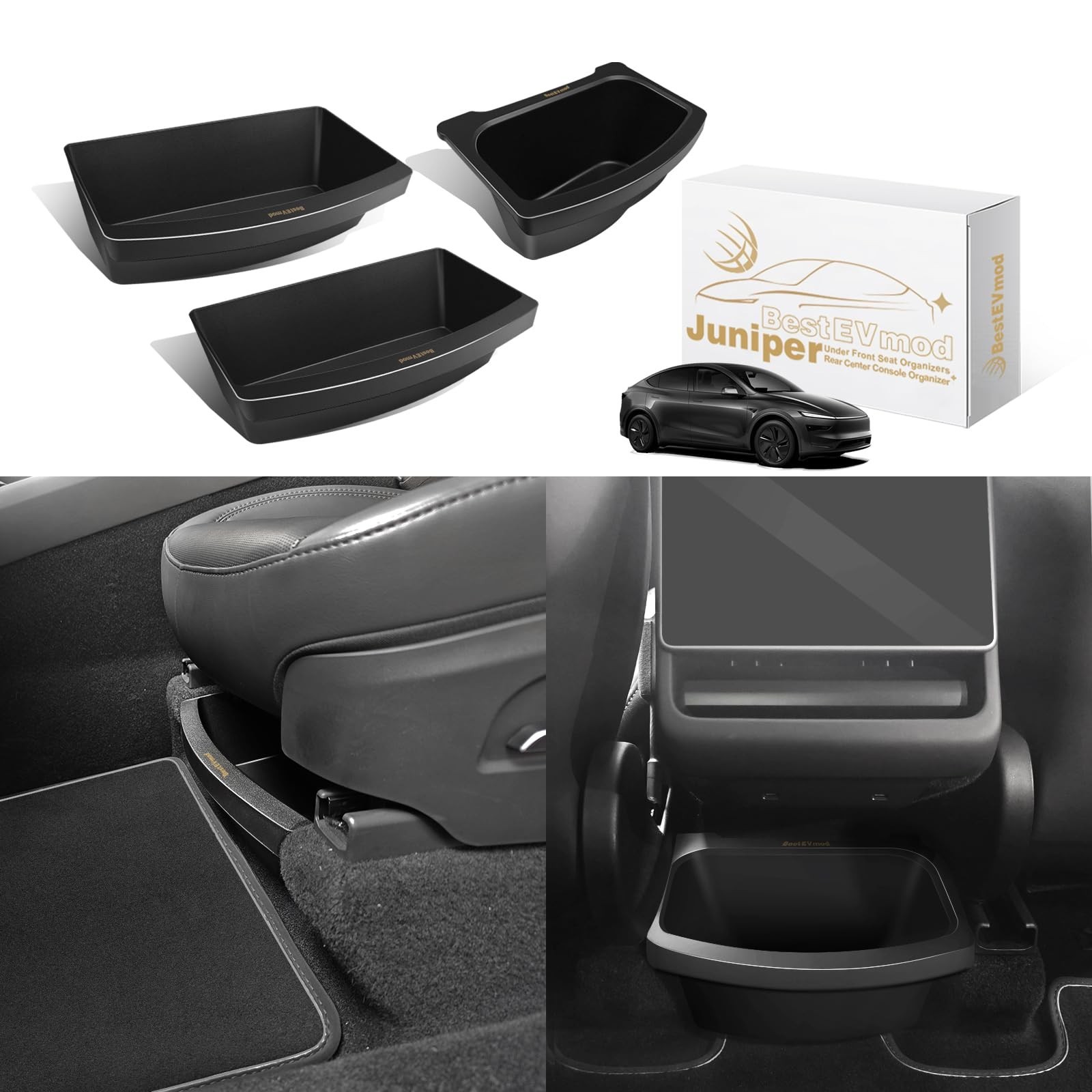 BestEvMod for 2026+ Model Y Juniper Refresh 3PCS Storage Bundle Trash Can Bac…