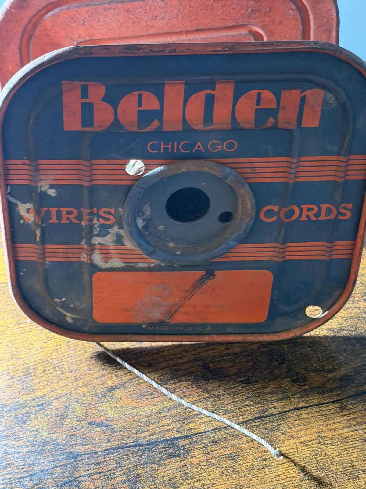 Belden Vintage Wood/Metal Wire Spool Chicago Manufacturing