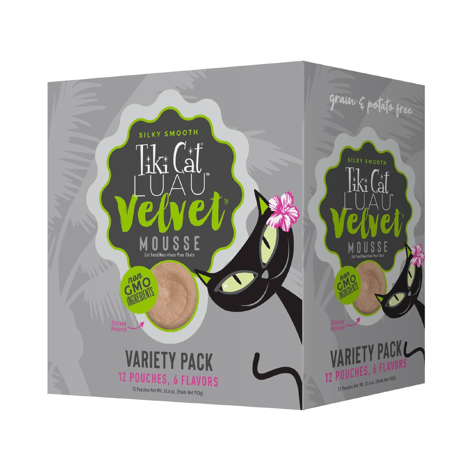 2 PACK Tiki Cat Velvet Mousse, Protein Blend in Broth Variety Pack, (Pack of 12)