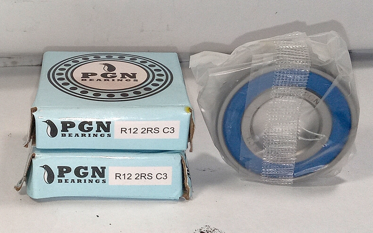 2 NEW PGN R12 2RS C3 RADIAL DEEP GROOVE BALL BEARINGS NIB ***MAKE OFFER***