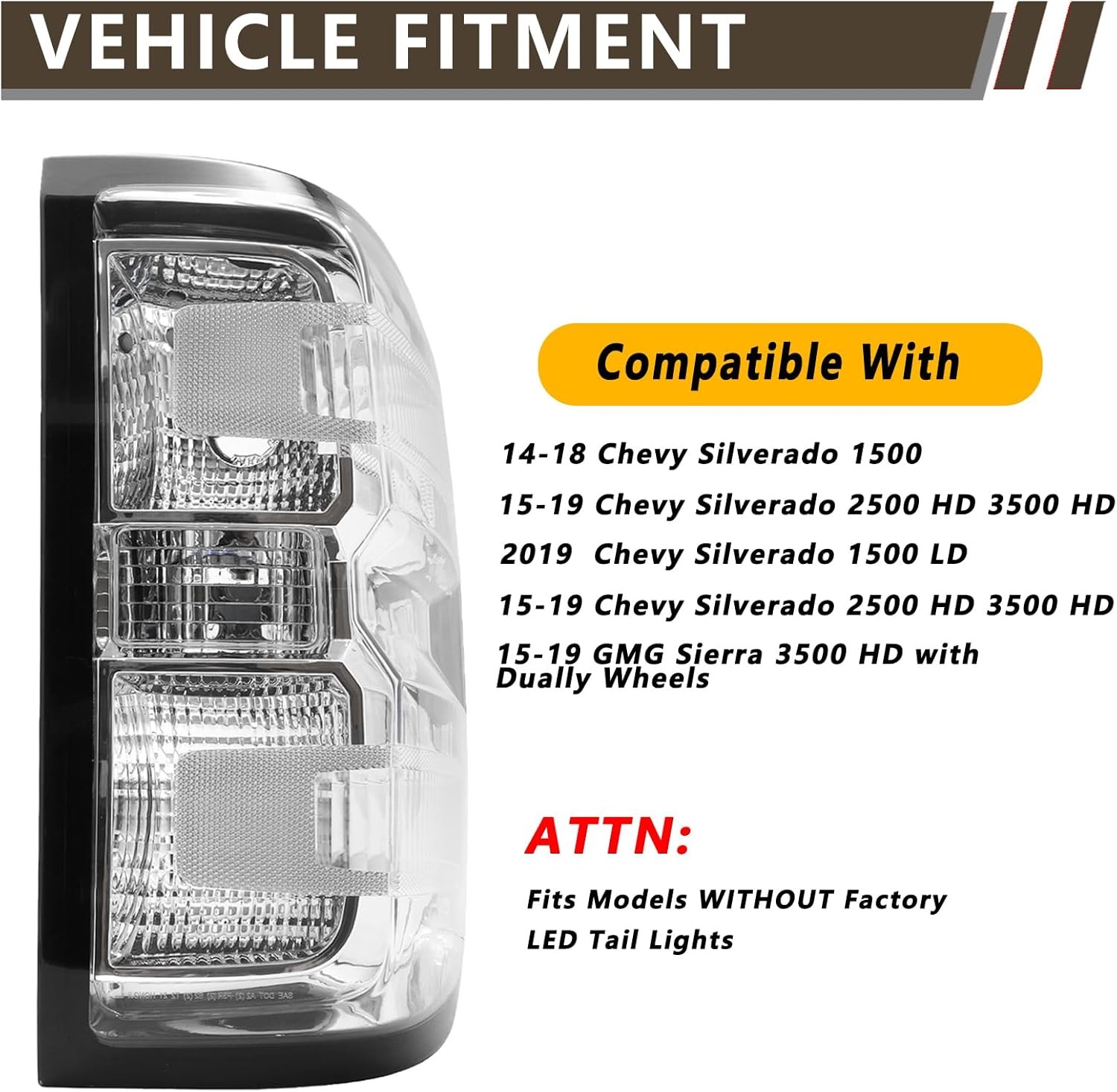 Tail Light Assembly Compatible with 2014-2018 Chevy Silverado 1500/2019 Silverad