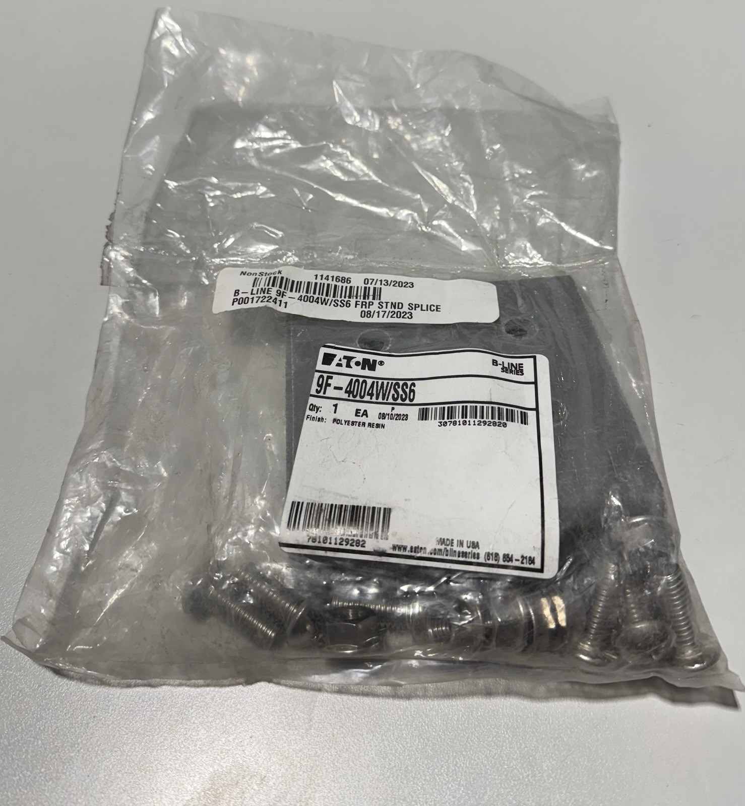 Eaton B-Line 9F-4004SS6 Fiberglass Cable Tray 4-Hole Splice Plates Pair *NEW*