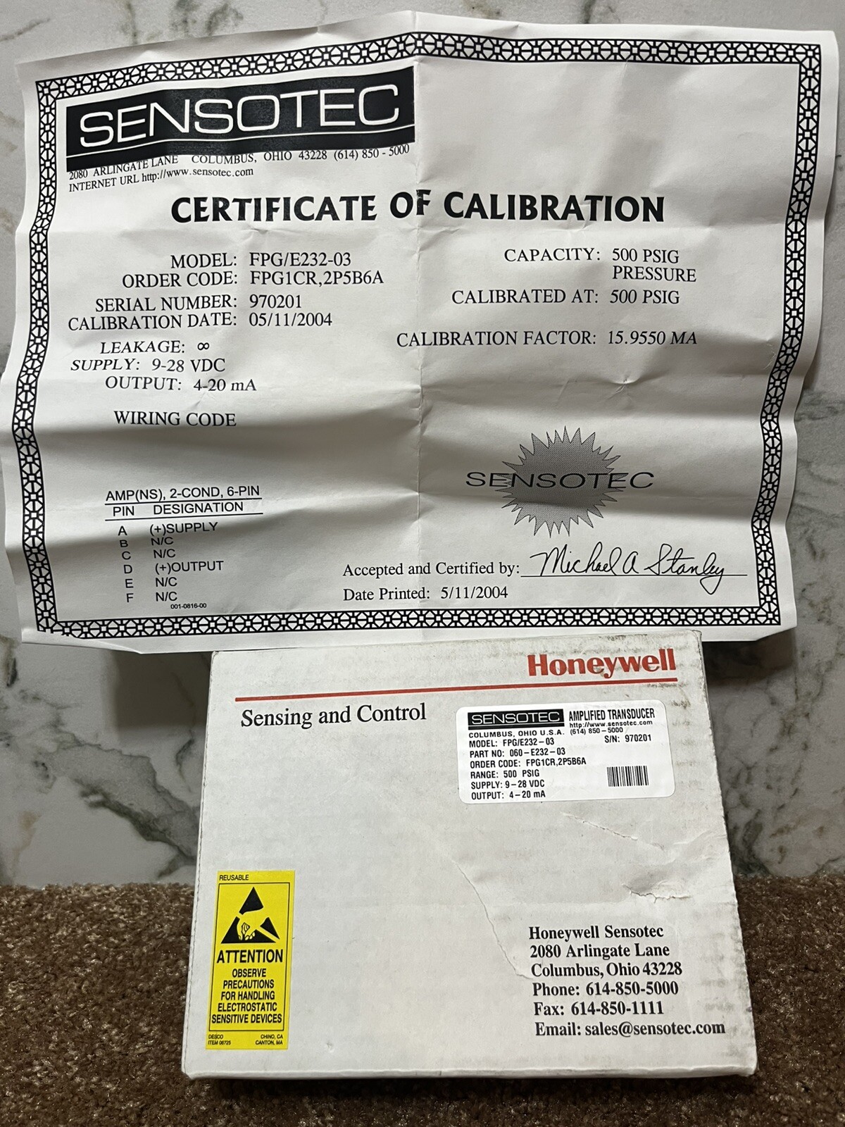 HONEYWELL SENSOTEC AMPLIFIED TRANSDUCER SENSOR FPG/E232-03 060-E232-03 970201
