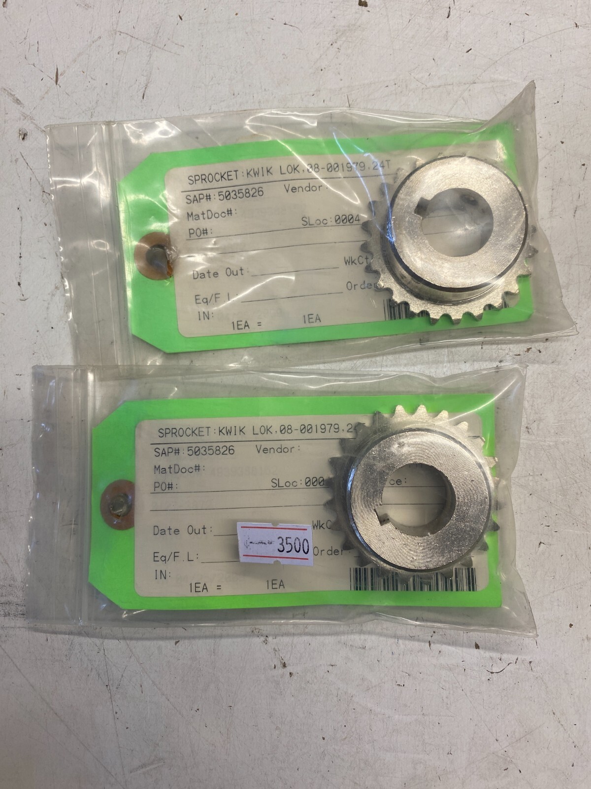 Pair (2) Kwik-lok Bag Closure 08-001979 24t gear drive wheel Sprocket
