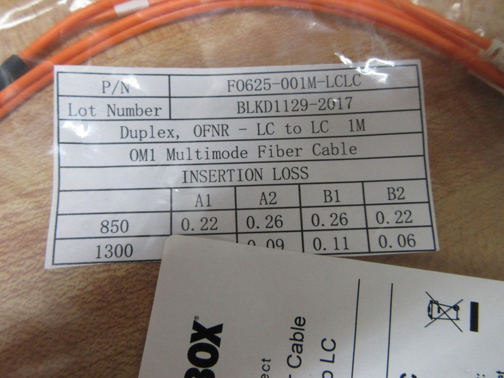 Black Box FO625-001M-LCLC OM1 Multimode Fiber Cable FO625001MLCLC