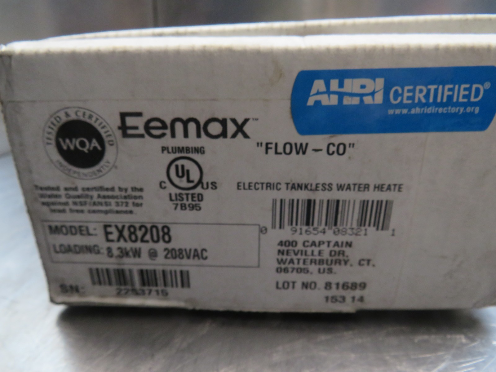 Eemax EX8208 Water Heater 208vac