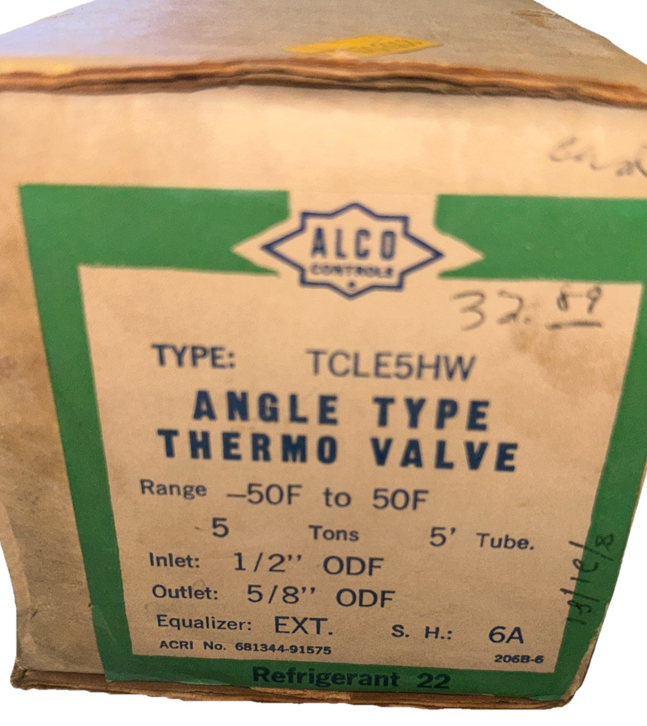 Alco Controls Thermo Expansion Valve Valve Less Flange 5 Tons TCLE 5 HW NIB. 6A