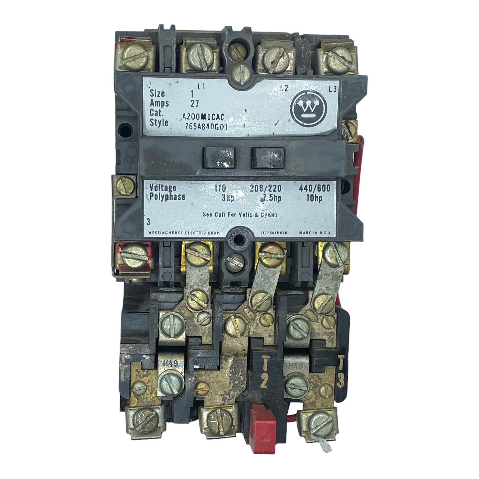 A200M1CAC Westinghouse 3 Pole Motor Control Starter 110V-120V/27A