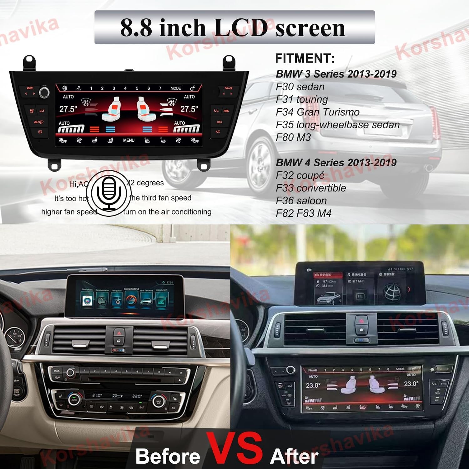 BMW 3 4 Series AC Panel 8.8in LCD Climate Control