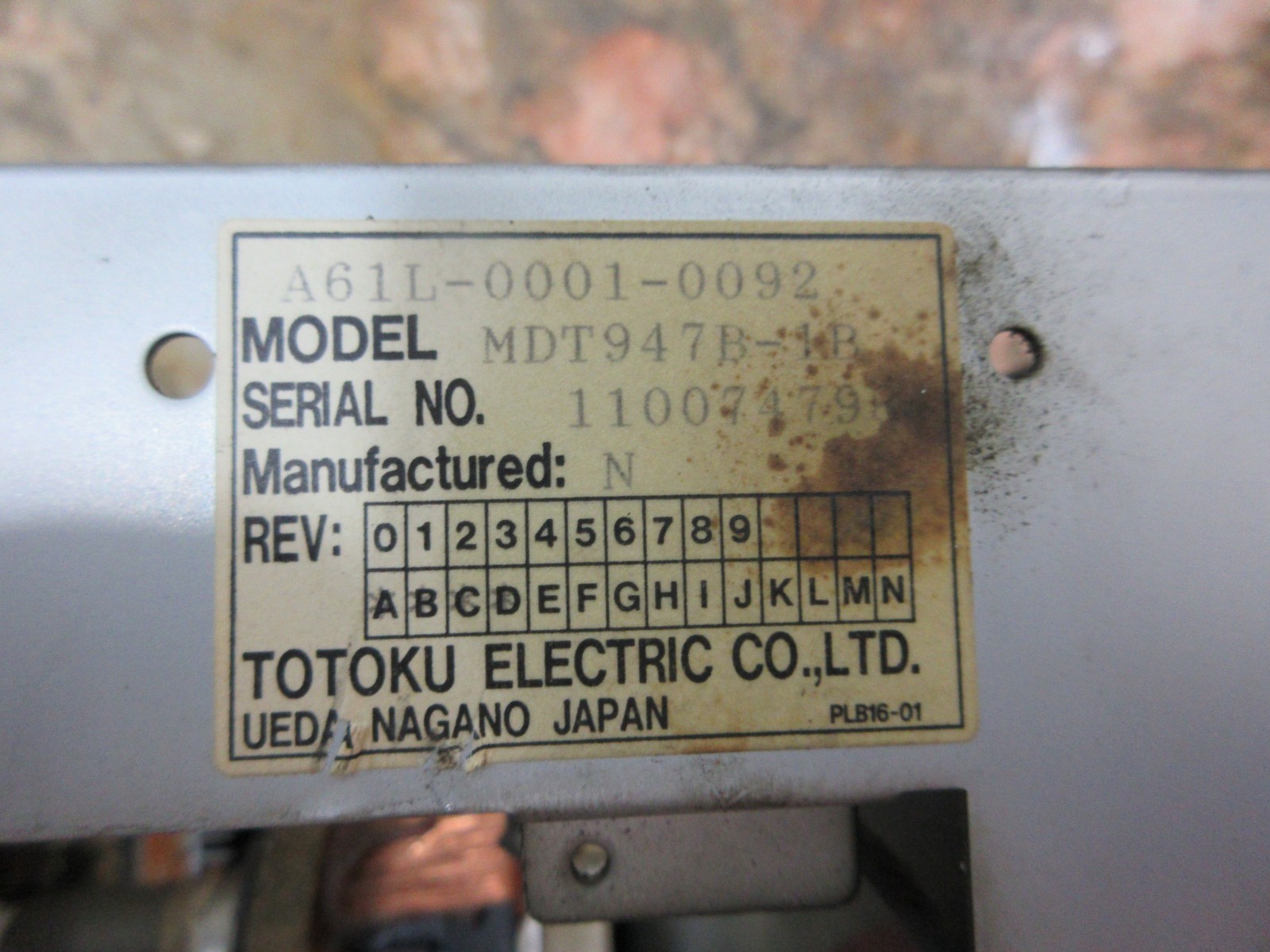 TOTOKU A61L-0001-0092 MDT947B-1B MONITOR DISPLAY