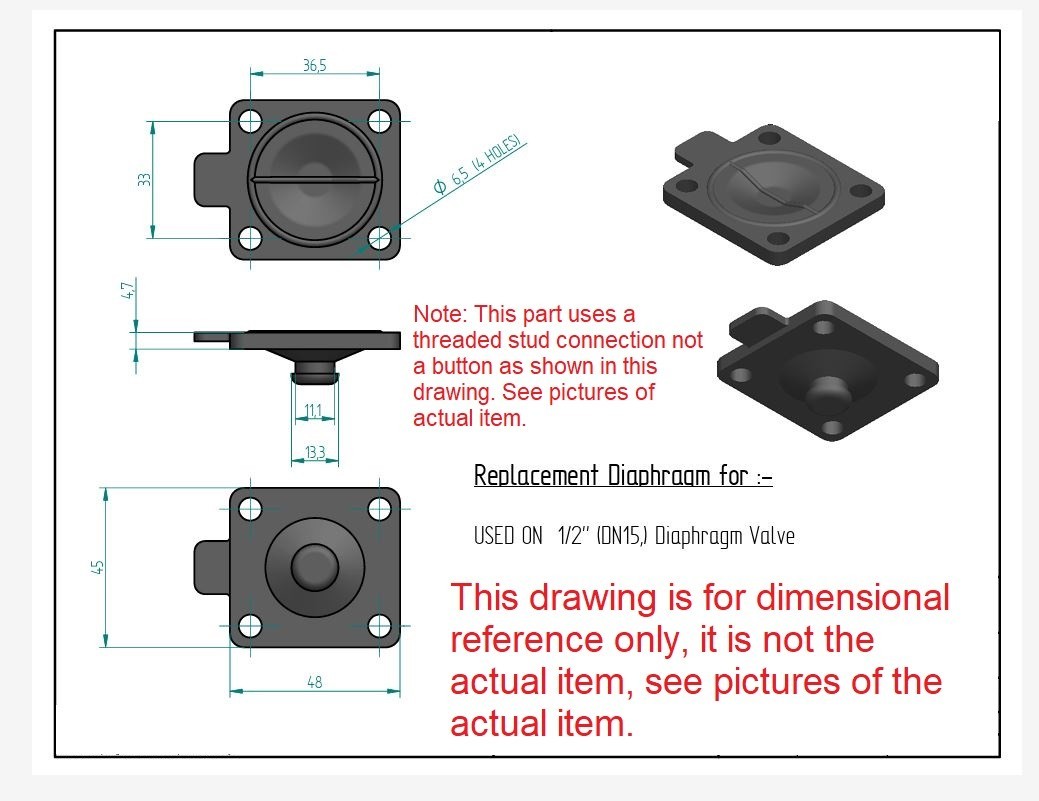 Swagelok GS Anderson 1P08-Kit EPDM Diaphragm for 1/2” DN15 Weir Style Valve 1P8