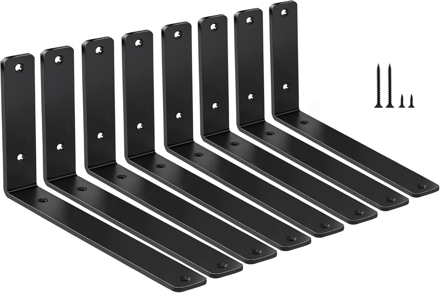8 Pack – L 10″ X H 6″ X W1.5, 5Mm Thick Black L Shelf Bracket, Iron Shelf Bracke