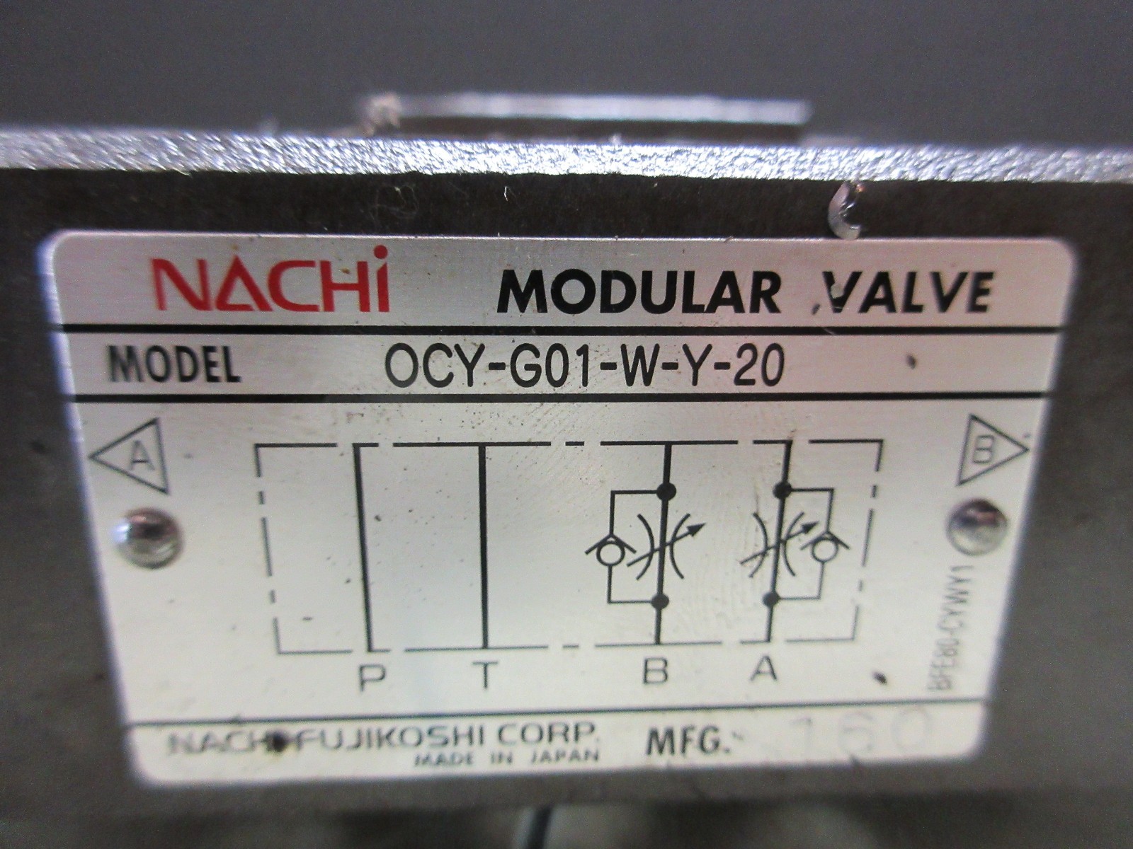 NACHI MODULAR VALVE 0CY-G01-W-Y-20 BFE80-CYWY1 CNC EACH