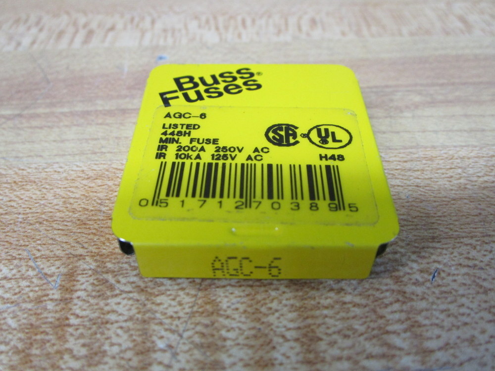 Buss AGC-6 Bussmann Fuse Cross Ref 4XH47, 3AG Jagged Wire Element (Pack of 10)