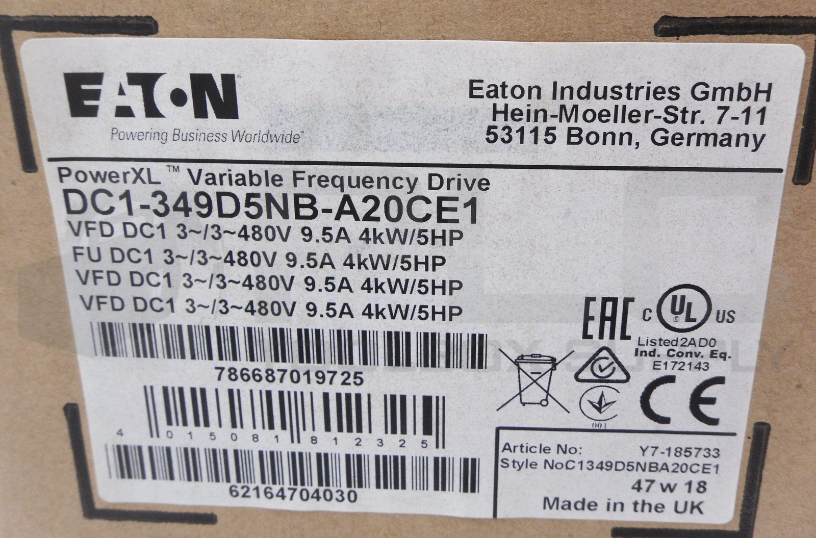 NEW EATON DC1-349D5NB-A20CE1 VARIABLE FREQUENCY DRIVE C1349D5NBA20CE1 *READ*