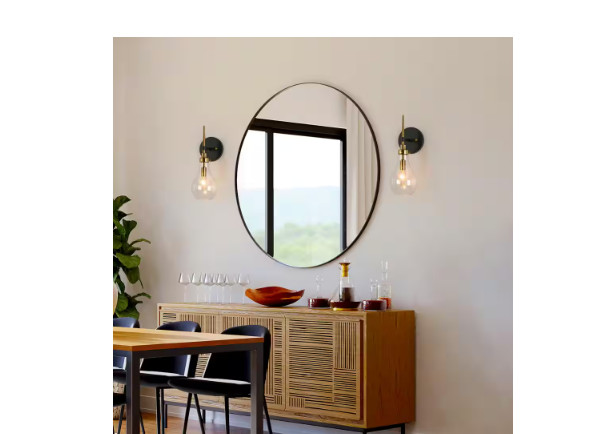 Uolfin 15-in H. Modern Bedroom Teardrop Wall Sconce 1-Light Black & Brass Gold