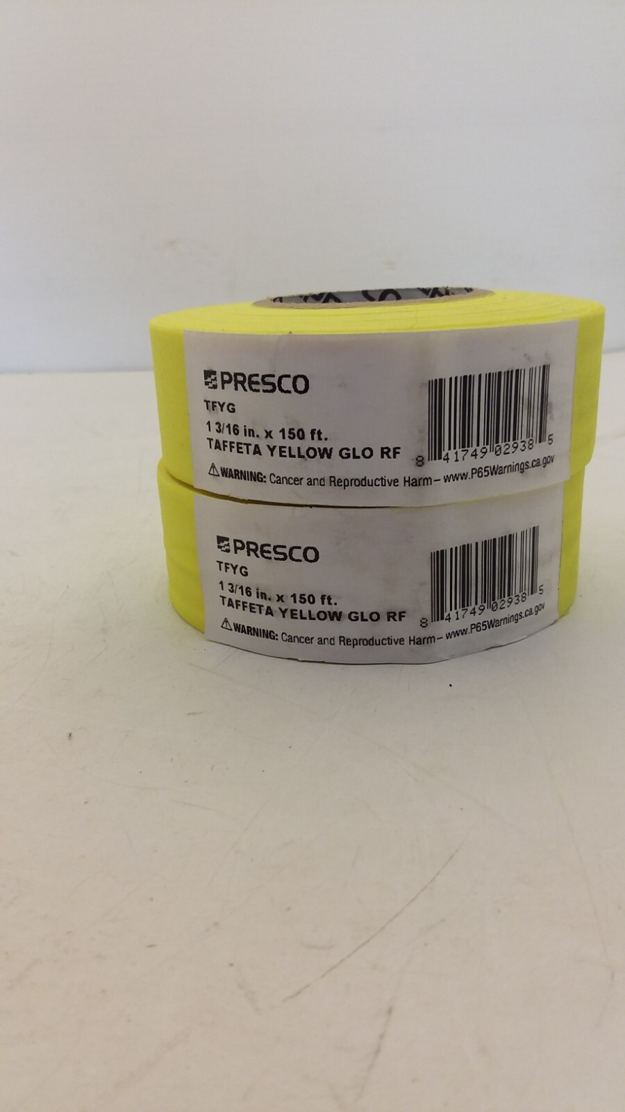 PRESCO TFYG FLAGGING TAPE YELLOWGLO 1-3/16X150′ UT-800 LOT OF 2 NNB
