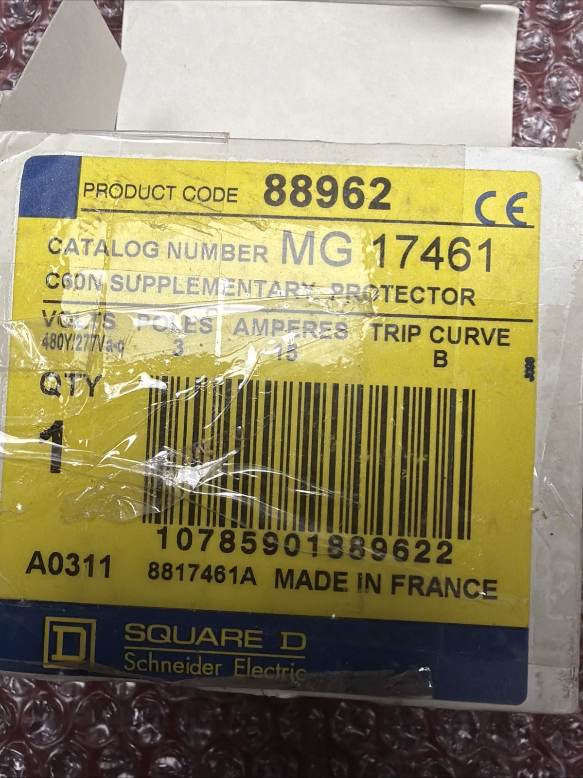 Merlin Gerin 17461 Square D Breaker 15A MG17461 Schneider