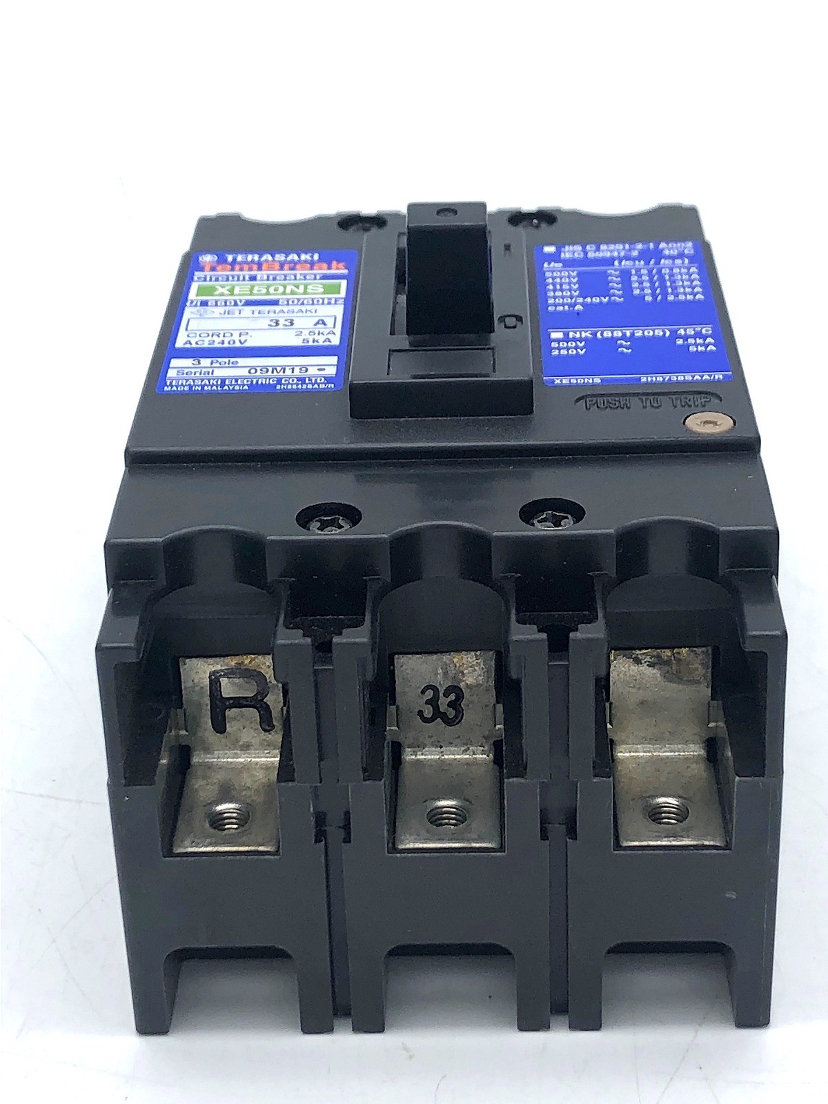 Terasaki Tembreak XE50NS Circuit Breaker No-Fuse 3P 33A 50Hz 240V 5kA