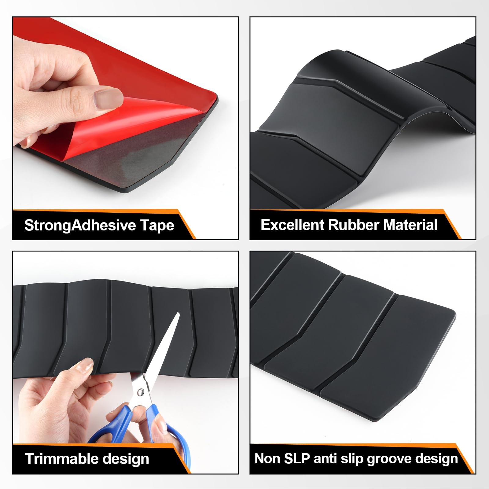 Car Rear Bumper Protector 41.5″x3.6″ Universal Rubber AntiScratch Accessory