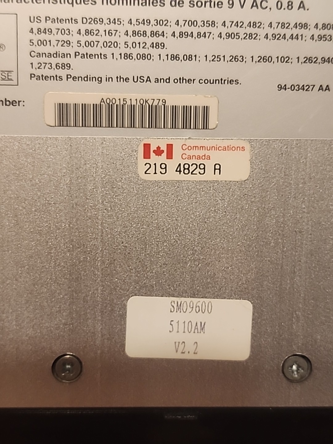 Hayes 5110AM Smartmodem Optima 9600 V.32 OPTIMA 96 Microcomputer Unit Only No AC