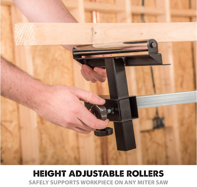 Soporte plegable para sierra ingletadora, ajuste universal y cortes repetitivos
