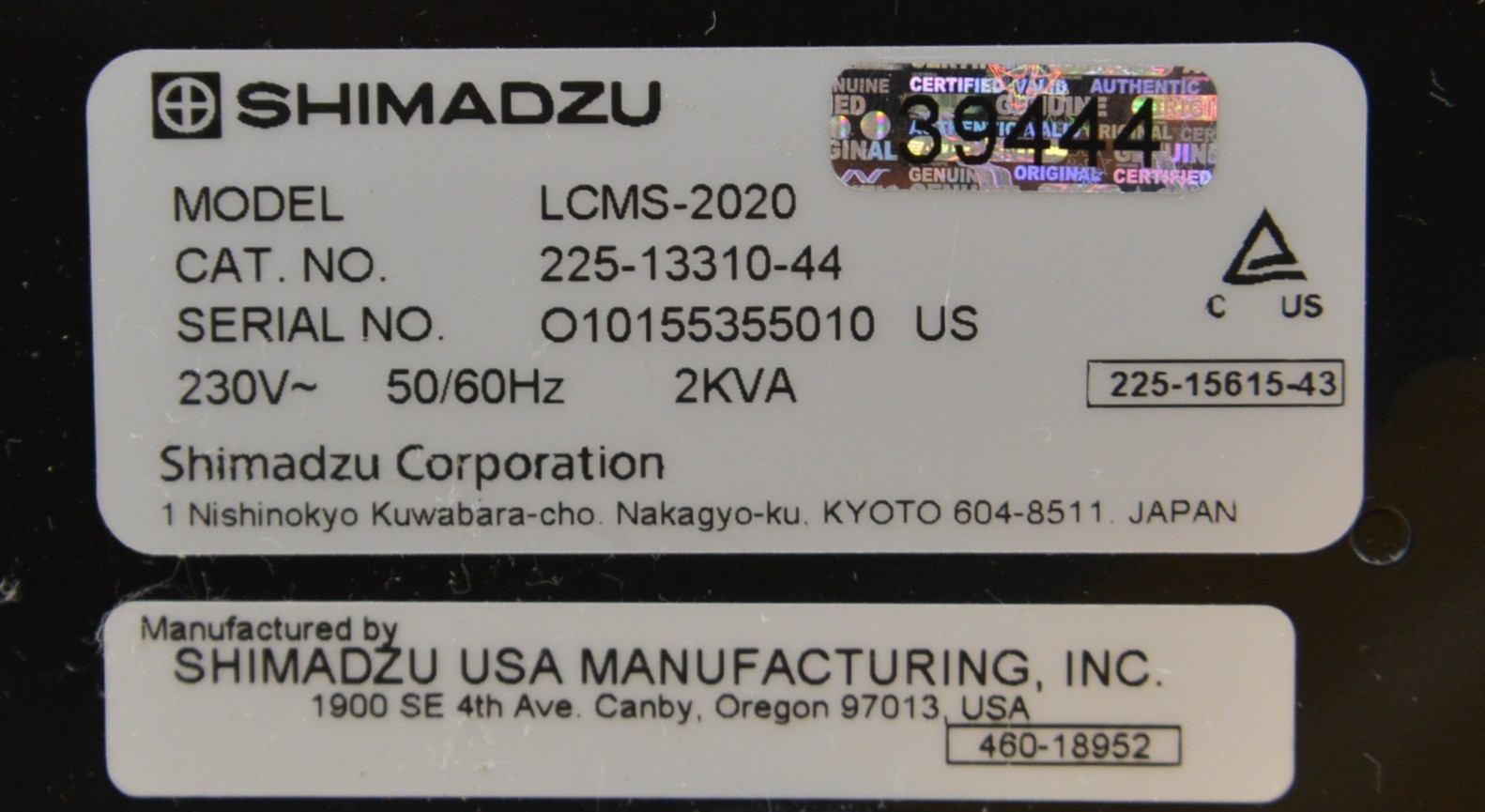Shimadzu LCMS-2020 Single Quadrupole Liquid Chromatography Mass Spectrometry