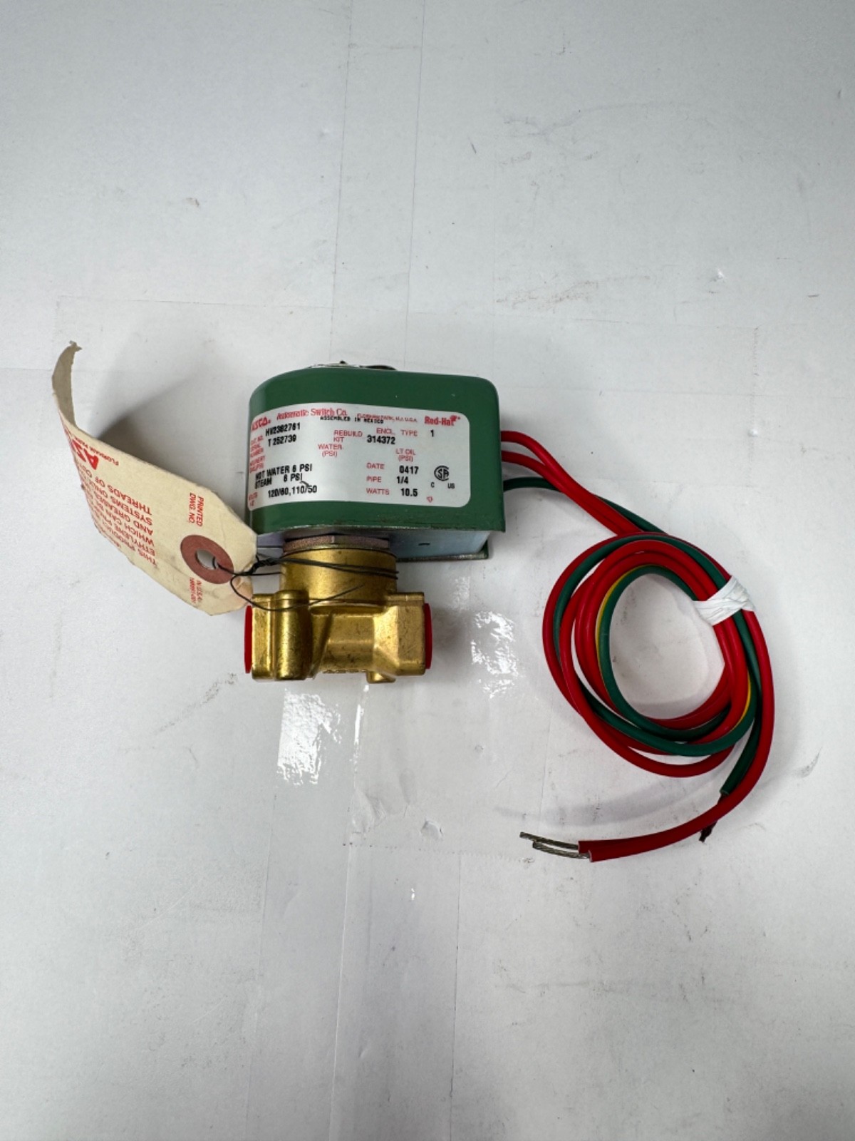 ASCO REDHAT HV2382761 1/4” Pipe Hot Water 6 PSI Steam 120/60 110/50 10.5 Watts