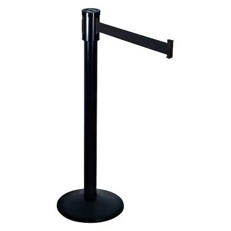 Retracta-Belt 321Ba-Bk Barrier Post With Belt, Black, 15 Ft Length, 40 In Post