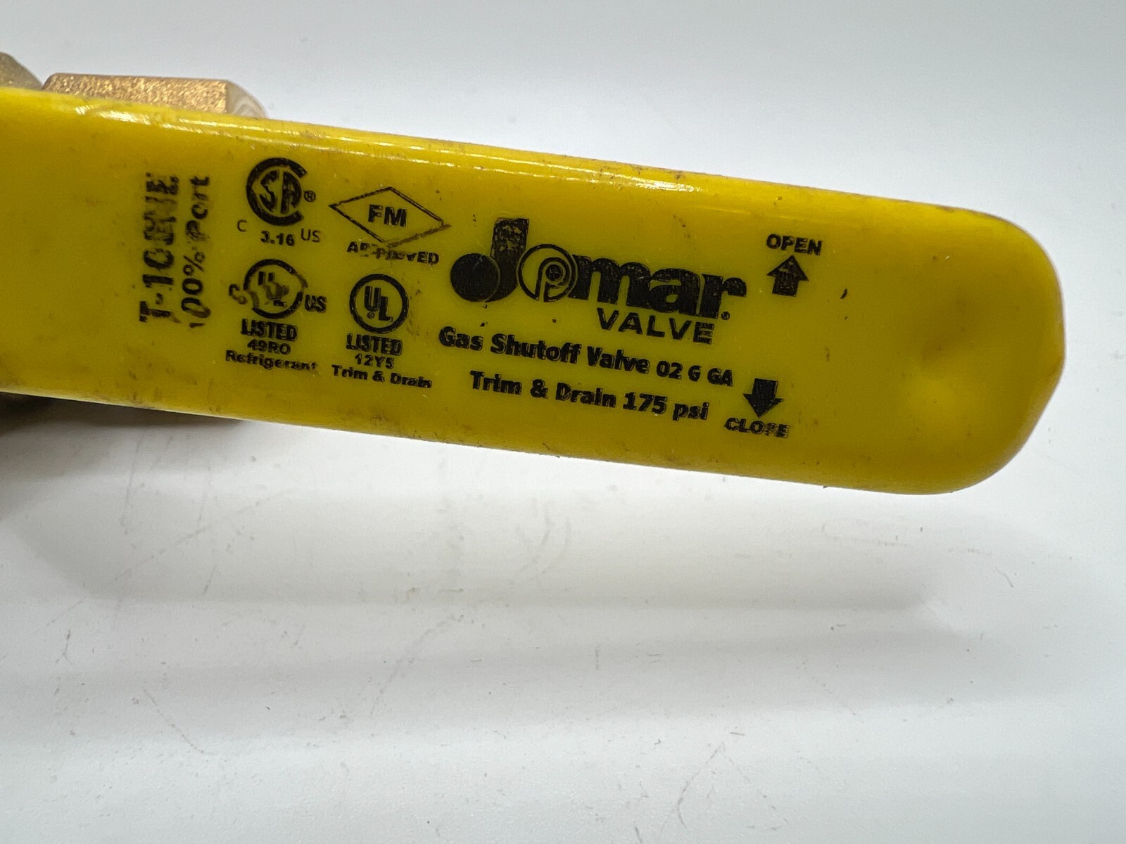 Jomar 3/4″ TWO PIECE BRASS, GAS SHUT OFF BALL VALVE T-100NE