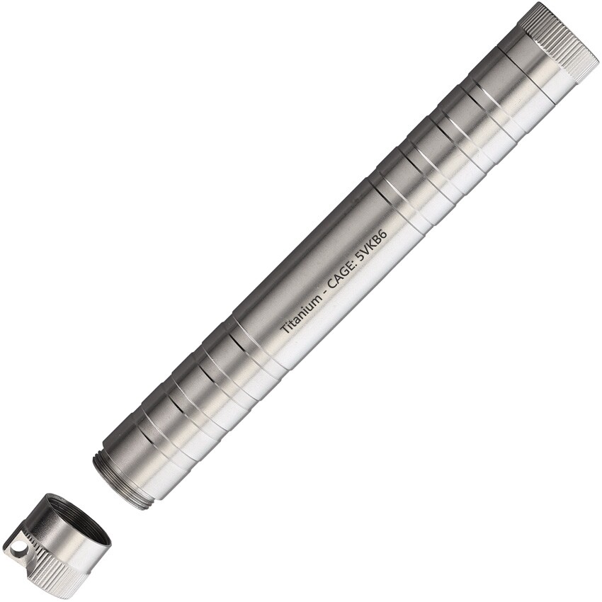 Maratac Tube-A-Ton Titanium Secured Lid Via Flange-to-Cap Fits Two AA Batteries