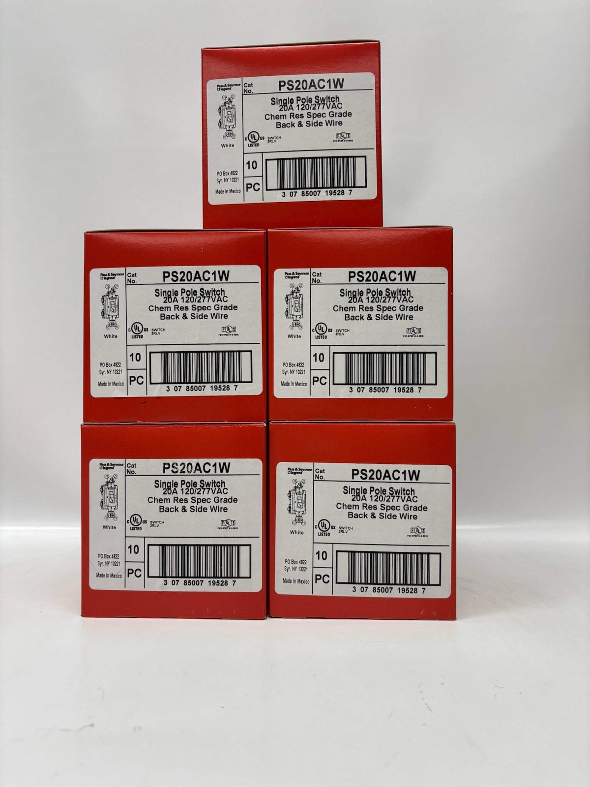 Legrand PS20A1W – 20 A Single-Pole Toggle Switch, White Finish (50 Pack)