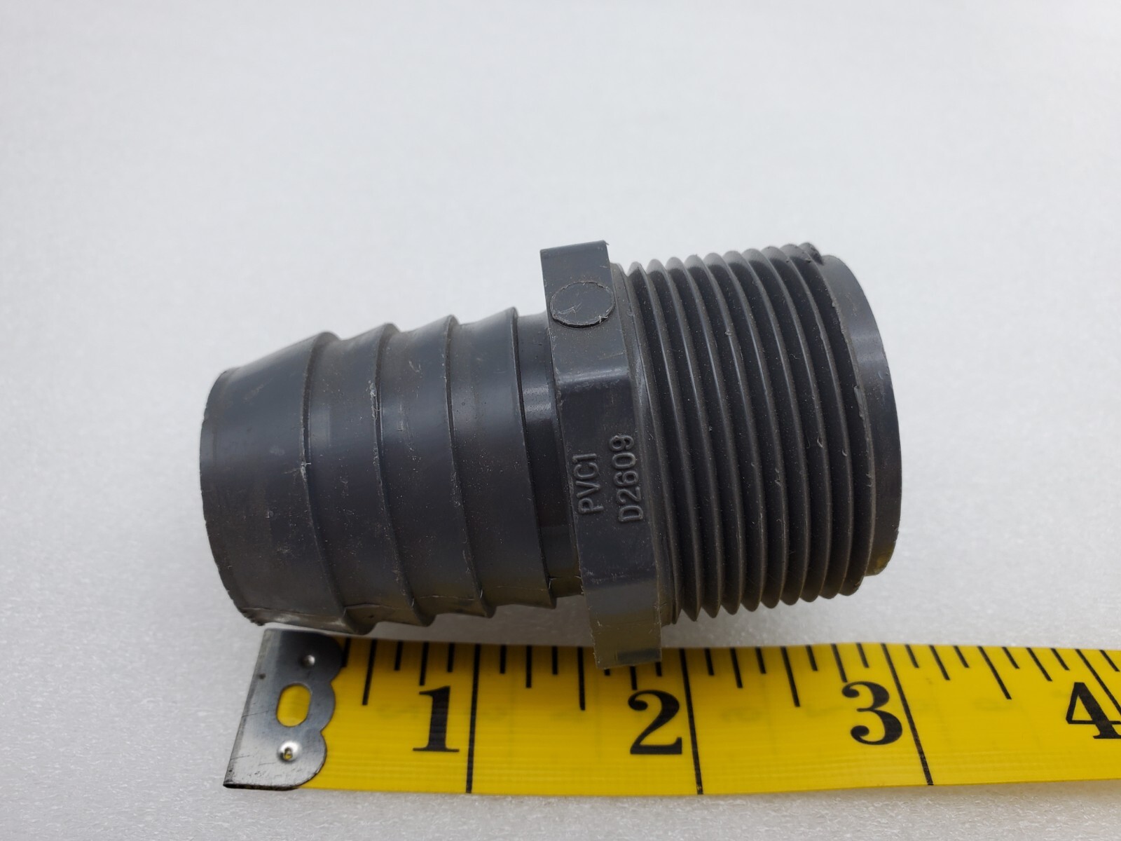 Spears Gray Straight Insert Adapter 1-1/4″ Thread to Barb 1″ID (1-1/2″OD) TT302