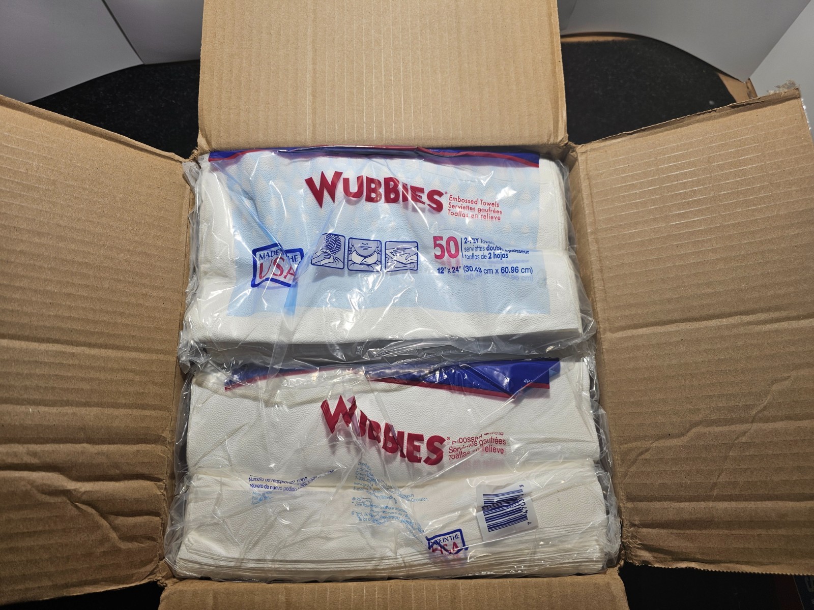 (QTY 500) Graham Beauty Wubbies 1200 12″ X 24″ 2 Ply Embossed Towels, Disposable