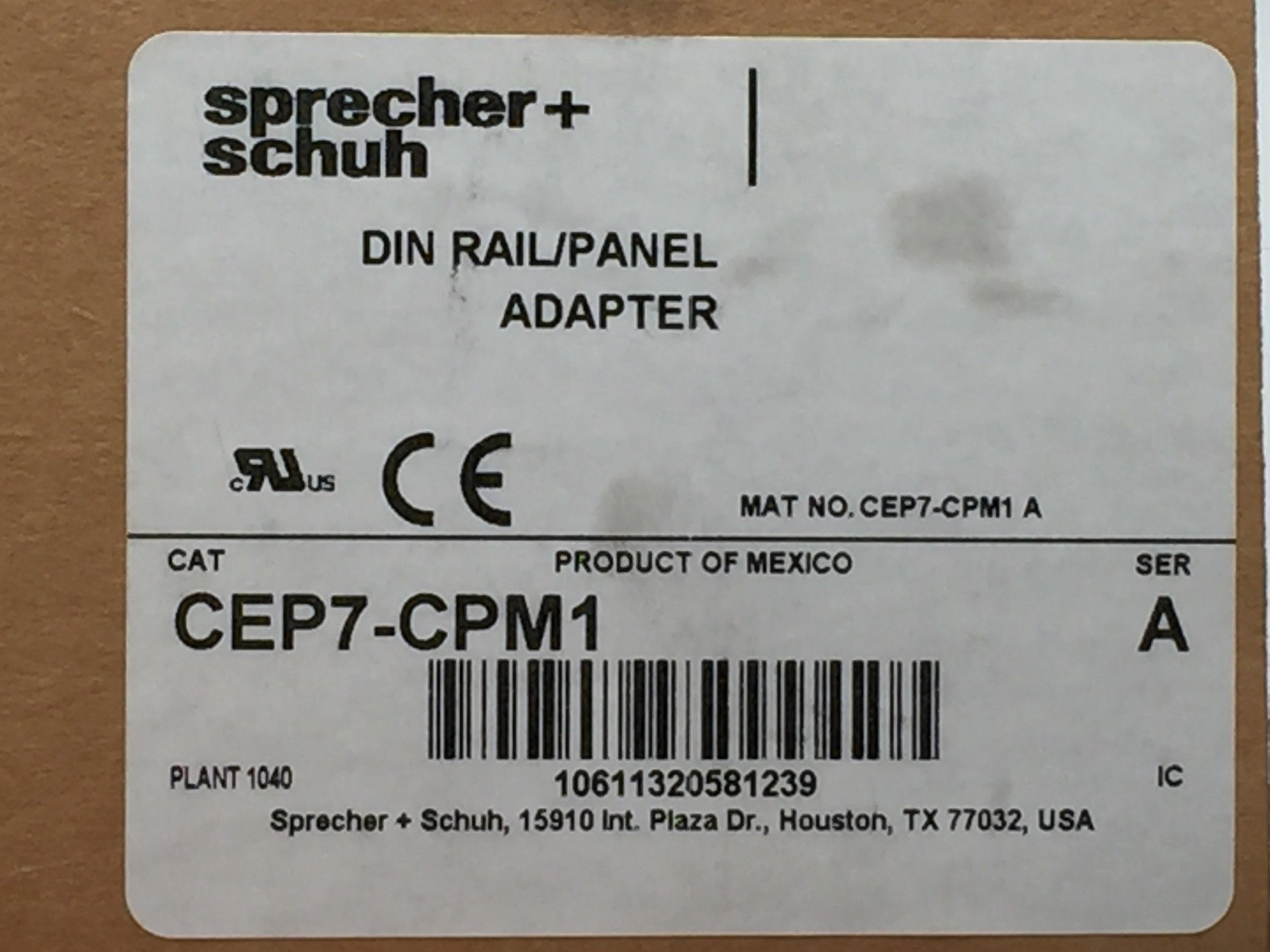 Sprecher + Schuh CEP7-CPM1 Din Rail Panel Adapter