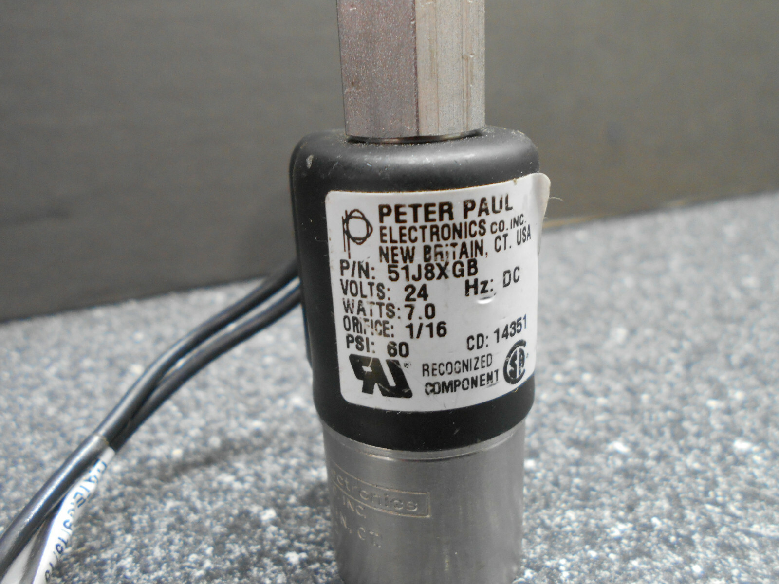 PETER PAUL 51J8XGB SOLENOID VALVE 24V HZ:DC 7.0W ORIFICE 1/16 60 PSI