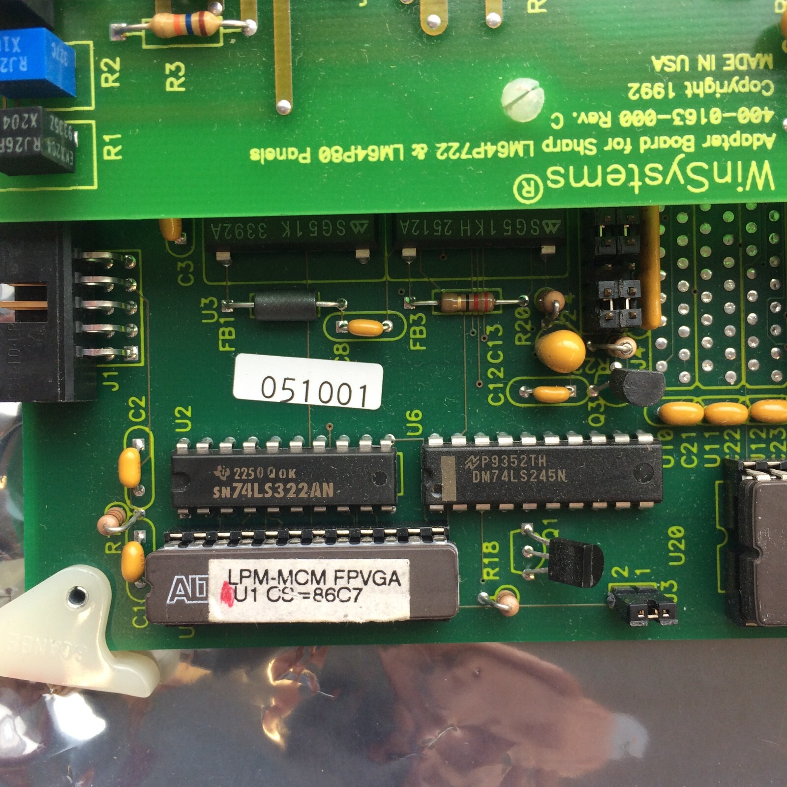 Winsystems For SHARP LM64P722 / LM64P80 Board Panels REV C 400-0163-000 FPVGA