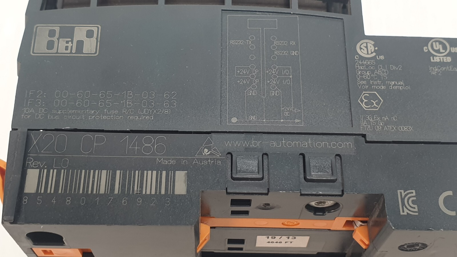 B&R X20 CP 1486 Rev L0 – Central Processing Unit – Excellent Condition