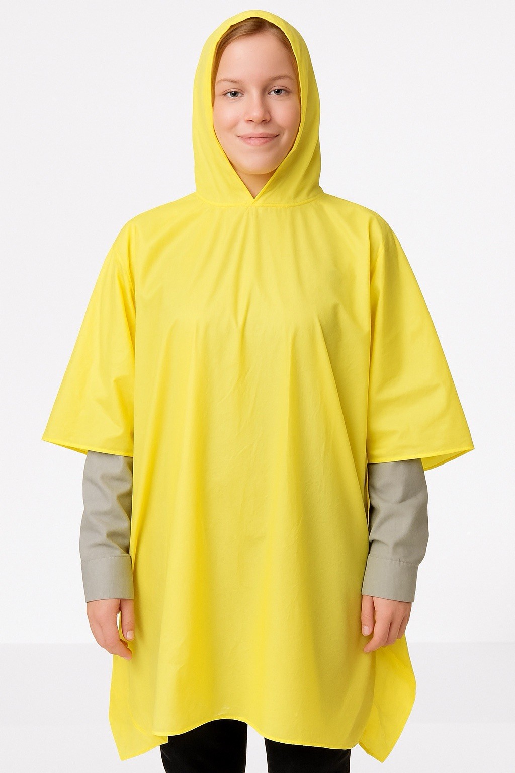 Rain Poncho With Hood size 52” X 80” 1EJY3 PVC Nylon Yellow NEW SEALED