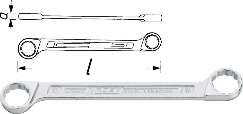Hazet Double Hex Traction Profile 25×28 610N-25X28 Double Ring Wrench