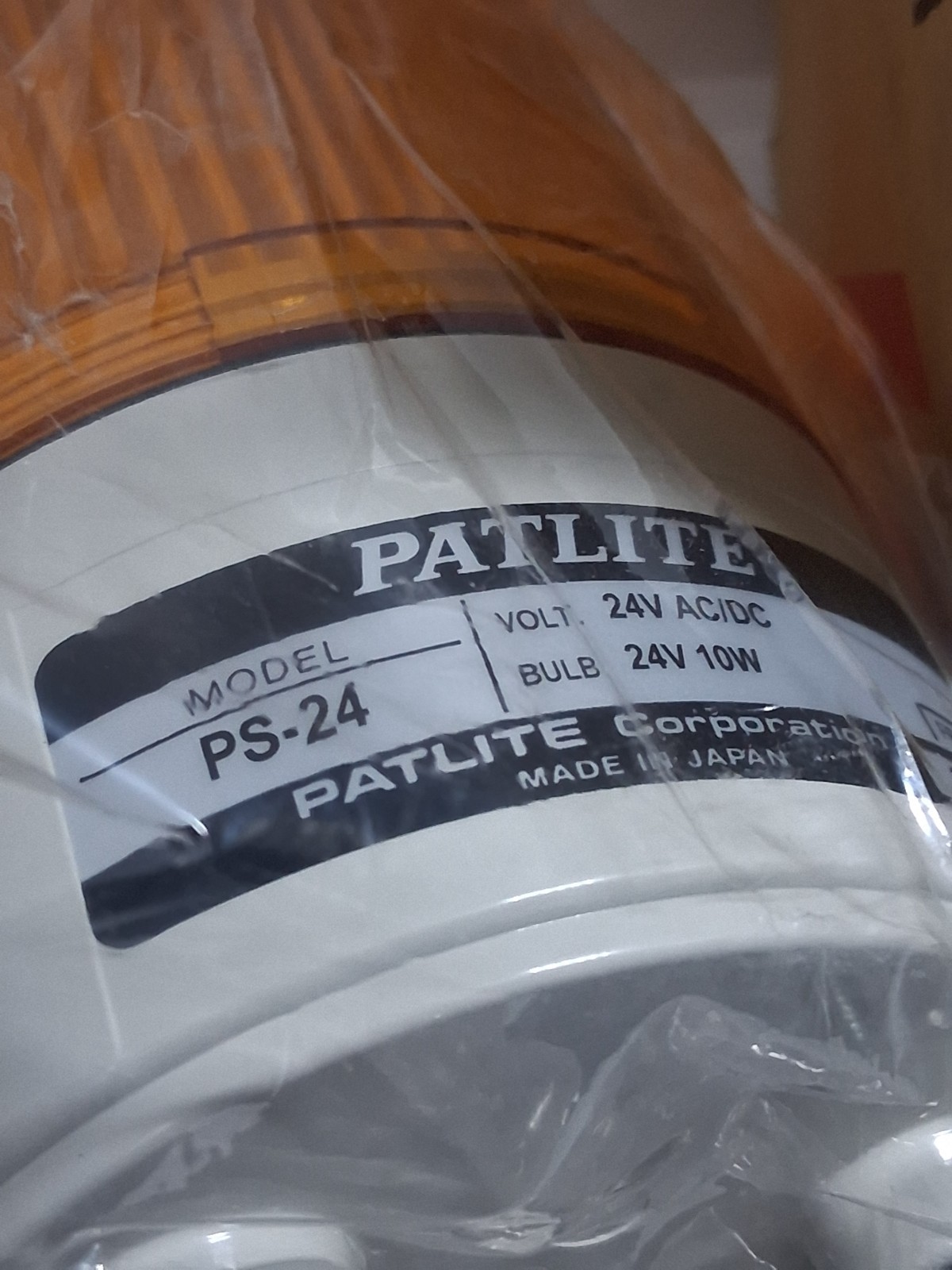 PATLITE PS-24-Y+FB001 SIGNAL LIGHT STROBE FLASH 24VAC/DC AMBER NIB