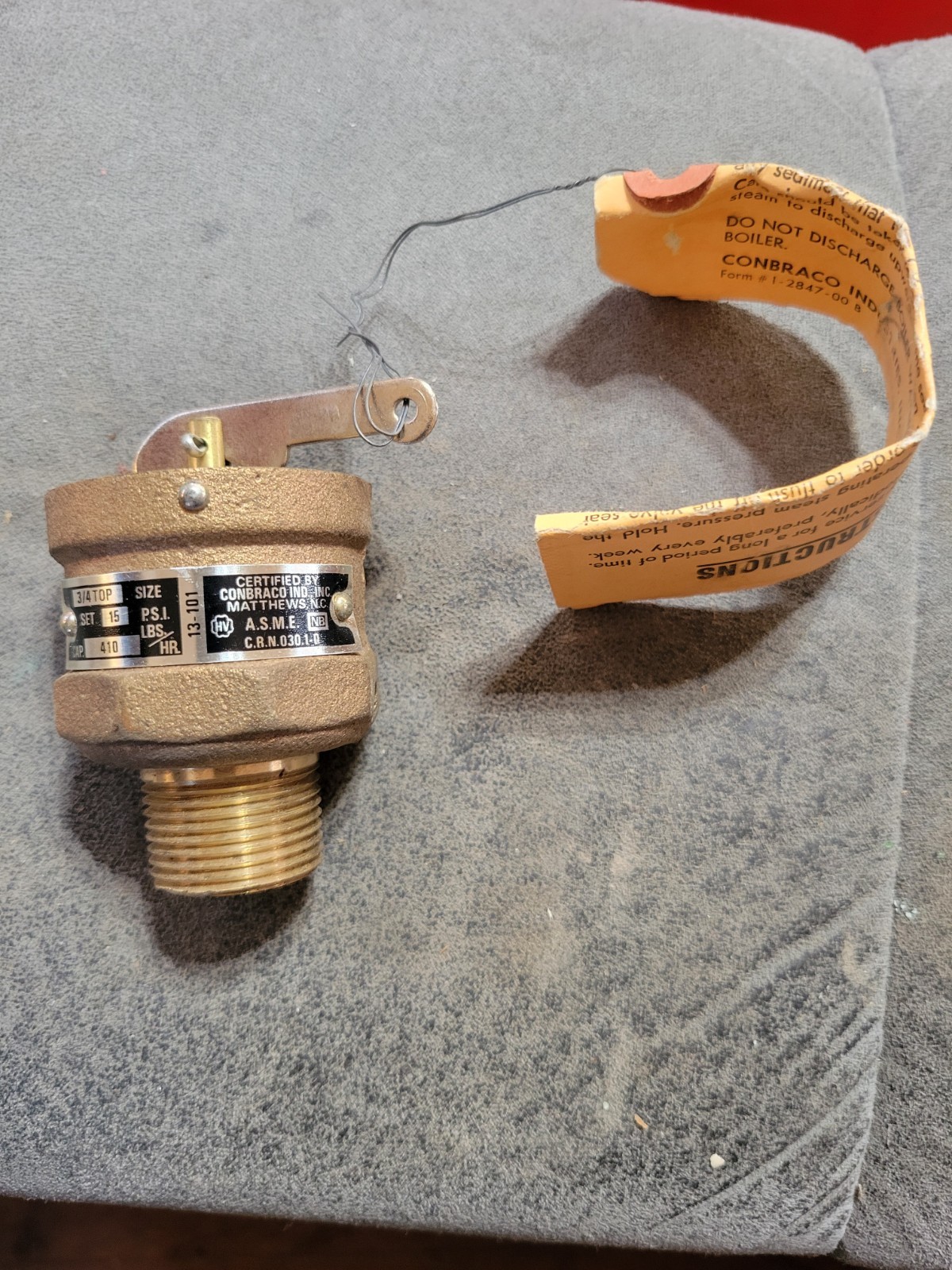 Conbraco 13-101-08 Pop Safety Valve 1310108 3/4” 15psi 410 Lbs/hr